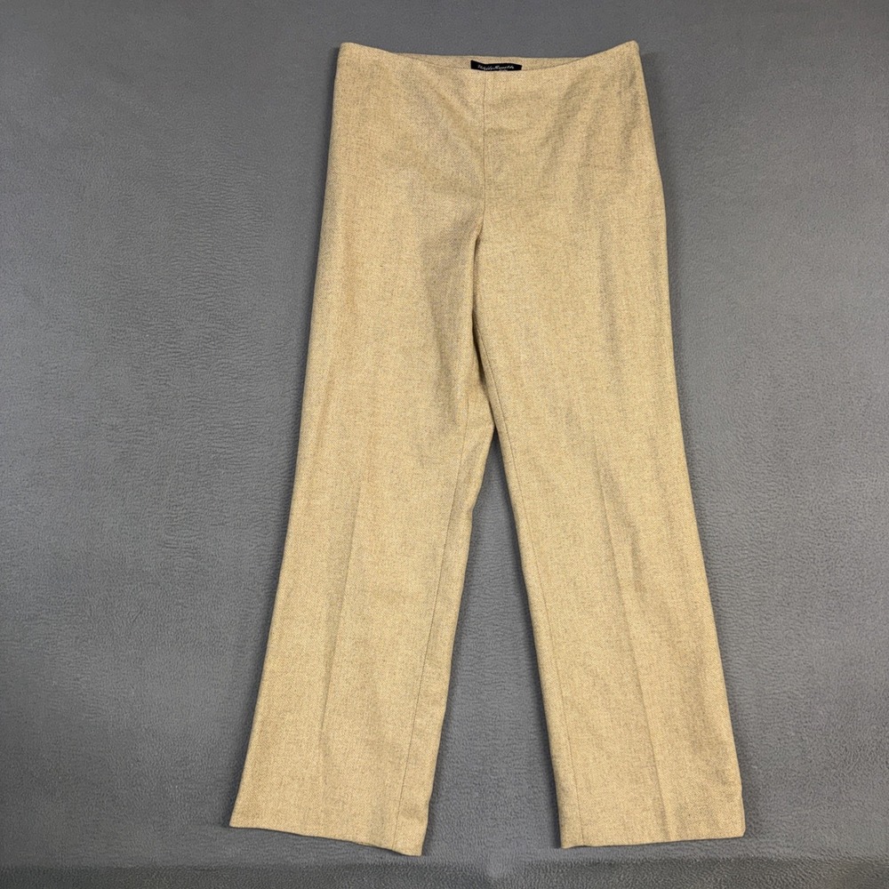 Willi Smith Pants Womens 14 Brown Herringbone Straight Stretch Wool Italy Dress
